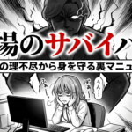 職場の理不尽なお局から身を守るためのサバイバル術をまとめたマニュアルの表紙画像です。